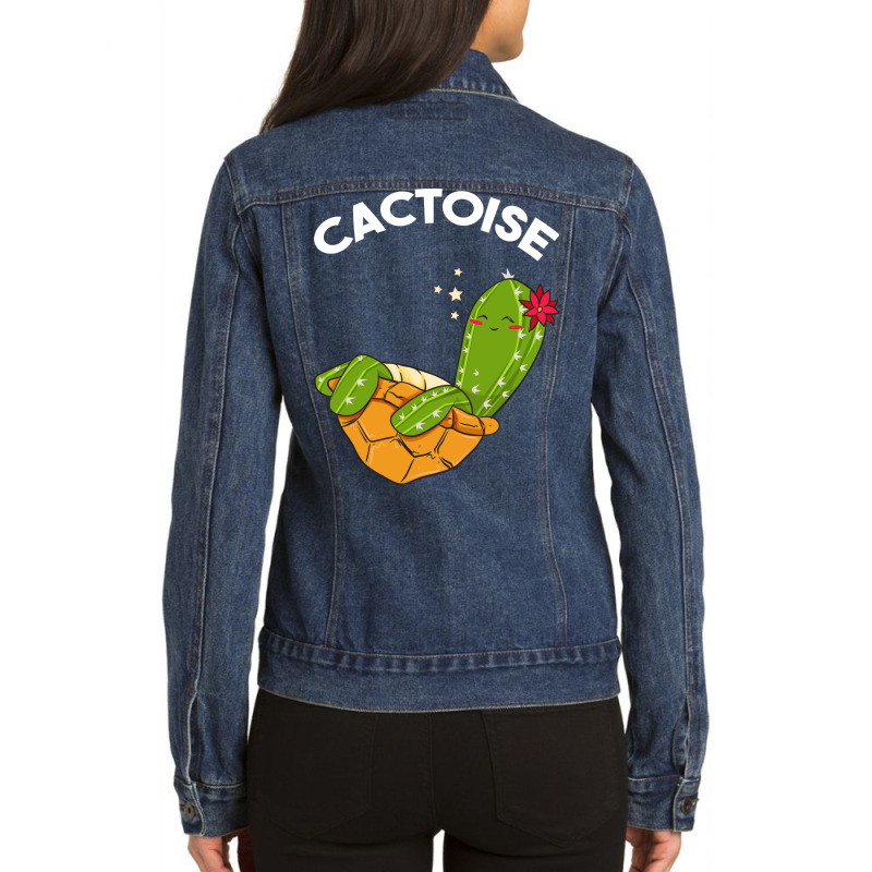 Cute   Funny Cactoise Cactus Tortoise Combined Ladies Denim Jacket by the perfect present | Artistshot