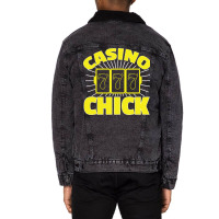 Awesome Casino Chick 7 7 7 Gambling Girl Unisex Sherpa-lined Denim Jacket | Artistshot