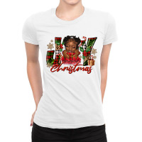 Christmas Joy Black Ladies Fitted T-shirt | Artistshot