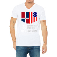 50 Dominican 50 American 100 Awesome Immigrant V-neck Tee | Artistshot