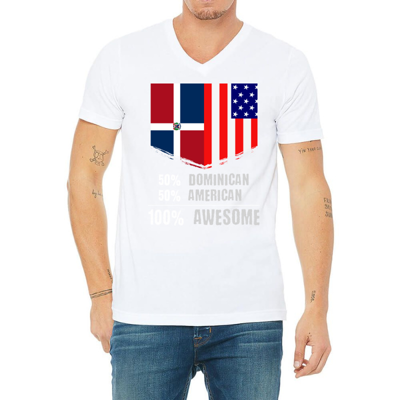 50 Dominican 50 American 100 Awesome Immigrant V-Neck Tee by the perfect present | Artistshot