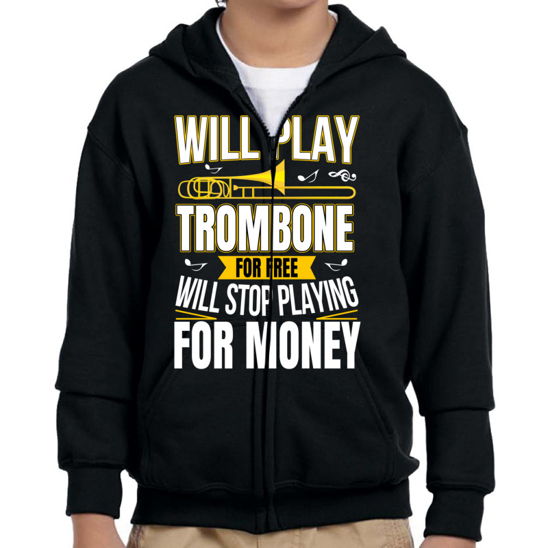 Trombone Orchestra Gift For Instrument Friends Who Youth Zipper Hoodie by ChuArt. | Artistshot