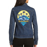 Bakersfield   California State,retro Beach Design Ladies Denim Jacket | Artistshot