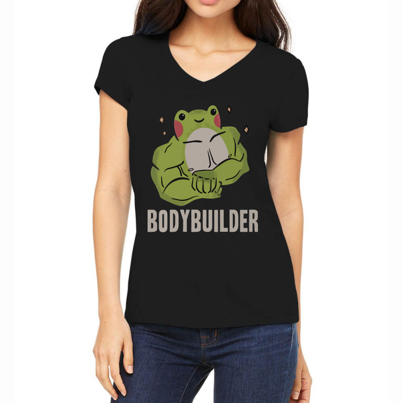 Bodybuilder Frog Women's V-Neck T-Shirt by avitendut | Artistshot