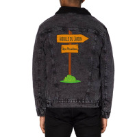 Aiguille Du Jardin, Alps Mountains Sign Unisex Sherpa-lined Denim Jacket | Artistshot