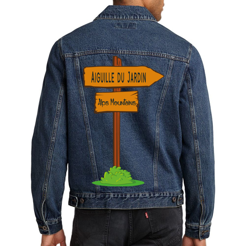 Aiguille Du Jardin, Alps Mountains Sign Men Denim Jacket | Artistshot