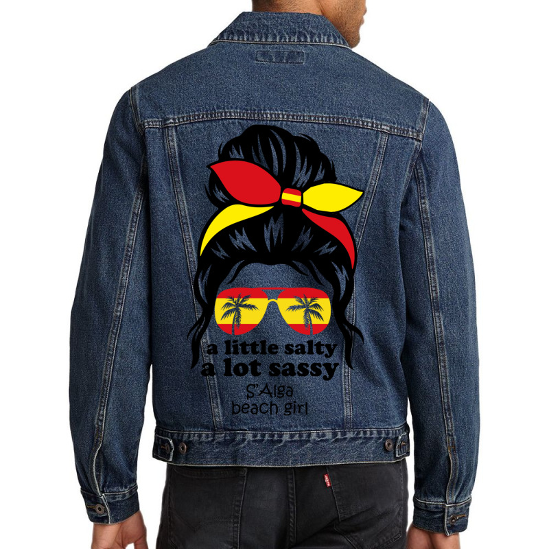 A Lot Sassy Beach Girl  S Alga Beach, Spain Men Denim Jacket | Artistshot