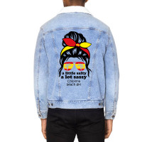 A Lot Sassy Beach Girl  Chipiona Beach, Spain Unisex Sherpa-lined Denim Jacket | Artistshot