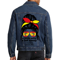 A Lot Sassy Beach Girl  Chipiona Beach, Spain Men Denim Jacket | Artistshot