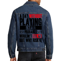 A Day Without Playing Ektara Funny Quote Men Denim Jacket | Artistshot