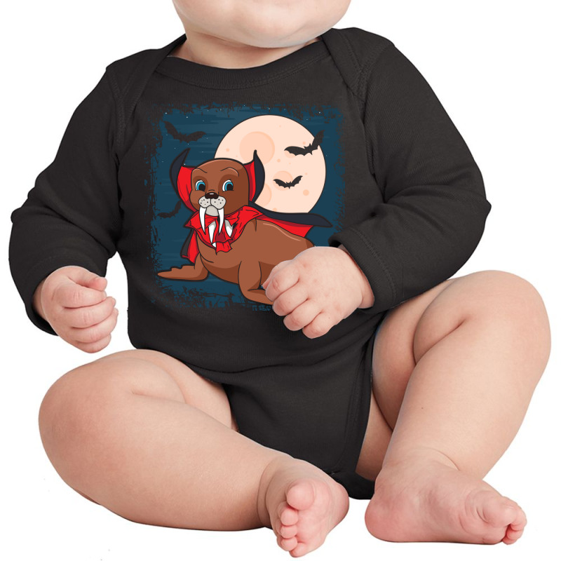 Vampire Seal Halloween Awesome Vampire Fangs Long Sleeve Baby Bodysuit by the perfect present | Artistshot