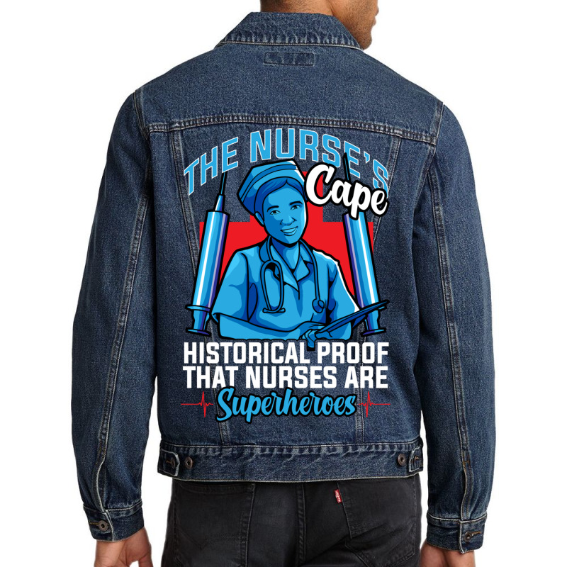 The Nurses Cape Proof That Nurses Are Superheroes Men Denim Jacket | Artistshot