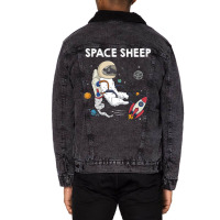 Space Sheep Awesome Astronaut Galaxy Explorer Unisex Sherpa-lined Denim Jacket | Artistshot