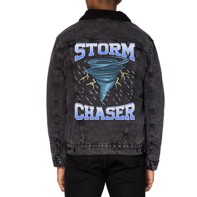 Storm Chaser Tornado Hurricane   Thunderstorm Unisex Sherpa-lined Denim Jacket | Artistshot