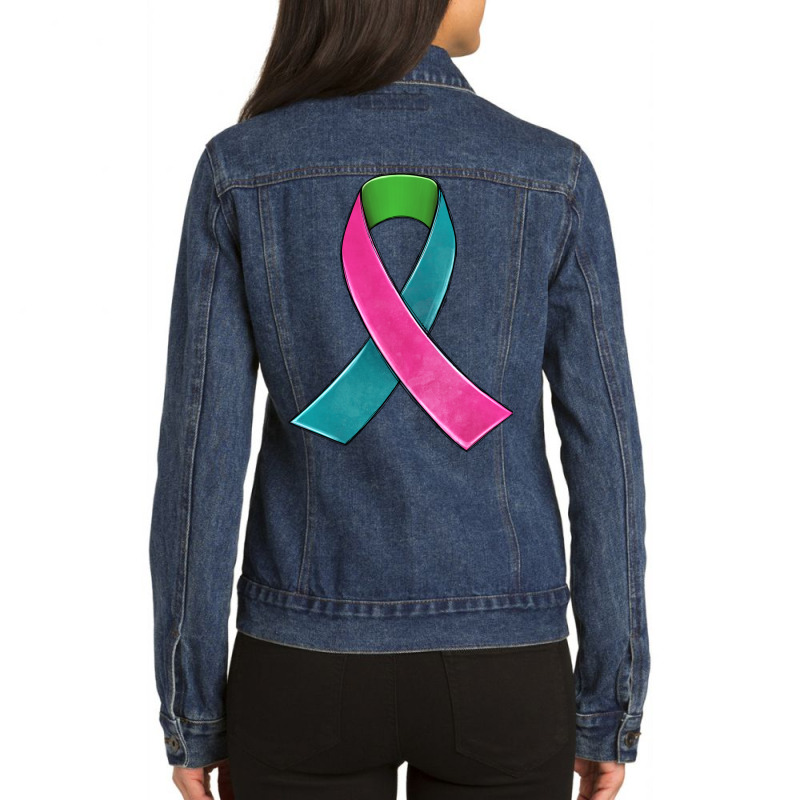 Metastatic Breast Cancer Ribbon Ladies Denim Jacket by JahusDesignShop | Artistshot