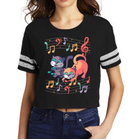 Cute Cat Kitty Playing Music Note Clef Musician Ar Scorecard Crop Tee | Artistshot