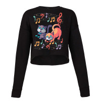 Cute Cat Kitty Playing Music Note Clef Musician Ar Cropped Sweater | Artistshot