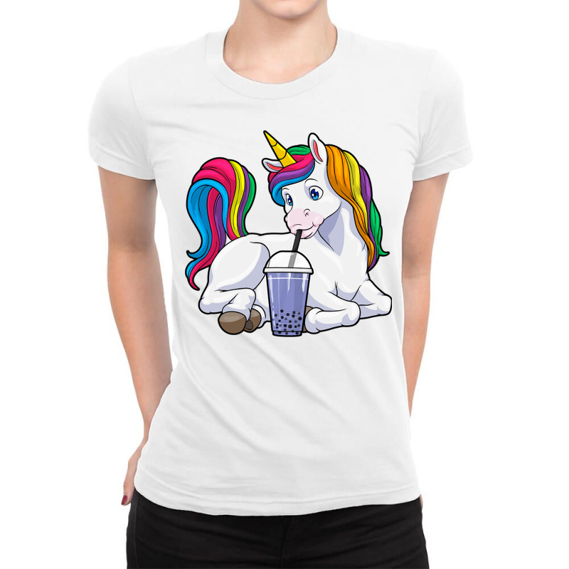 Bubble Tea Unicorn Boba Tea Gift Kawaii Unicorn Mi Ladies Fitted T-Shirt by Ziz | Artistshot