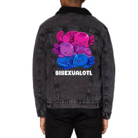 Bisexual Axolotl Bi Pride Flag Bisexualotl Lgbtq P Unisex Sherpa-lined Denim Jacket | Artistshot