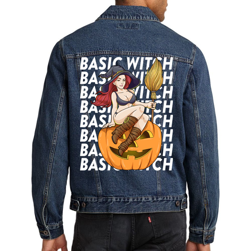 Basic Witch Halloween Costume Funny Sarcastic Men Denim Jacket | Artistshot