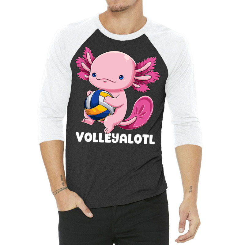 Axolotl Volleyball Player Mexican Salamander Fish 3/4 Sleeve Shirt | Artistshot