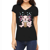 Axolotl Bubble Tea Kawaii Axolotl Milk Tea Boba Te Women's V-neck T-shirt | Artistshot