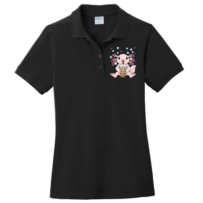 Axolotl Bubble Tea Kawaii Axolotl Milk Tea Boba Te Ladies Polo Shirt by Ziz | Artistshot