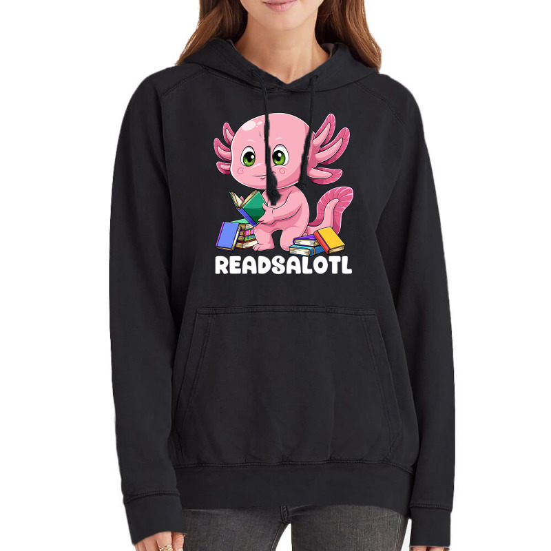 Axolotl Book Reading Bookworm Readsalotl Mexican S Vintage Hoodie | Artistshot