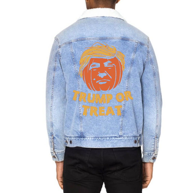 Donald Trump Or Treat Halloween Unisex Sherpa-lined Denim Jacket | Artistshot