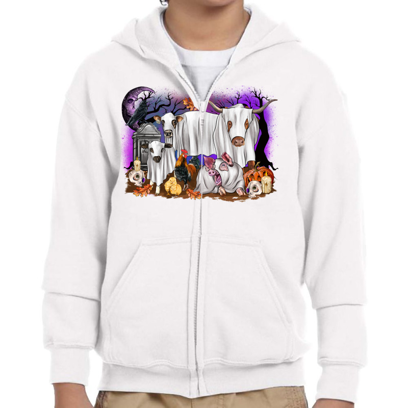 Halloween Farm Animals Youth Zipper Hoodie by Neo Western | Artistshot