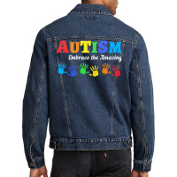 Autism T  Shirt Autism Awareness Embrace The Amazing T  Shirt Men Denim Jacket | Artistshot