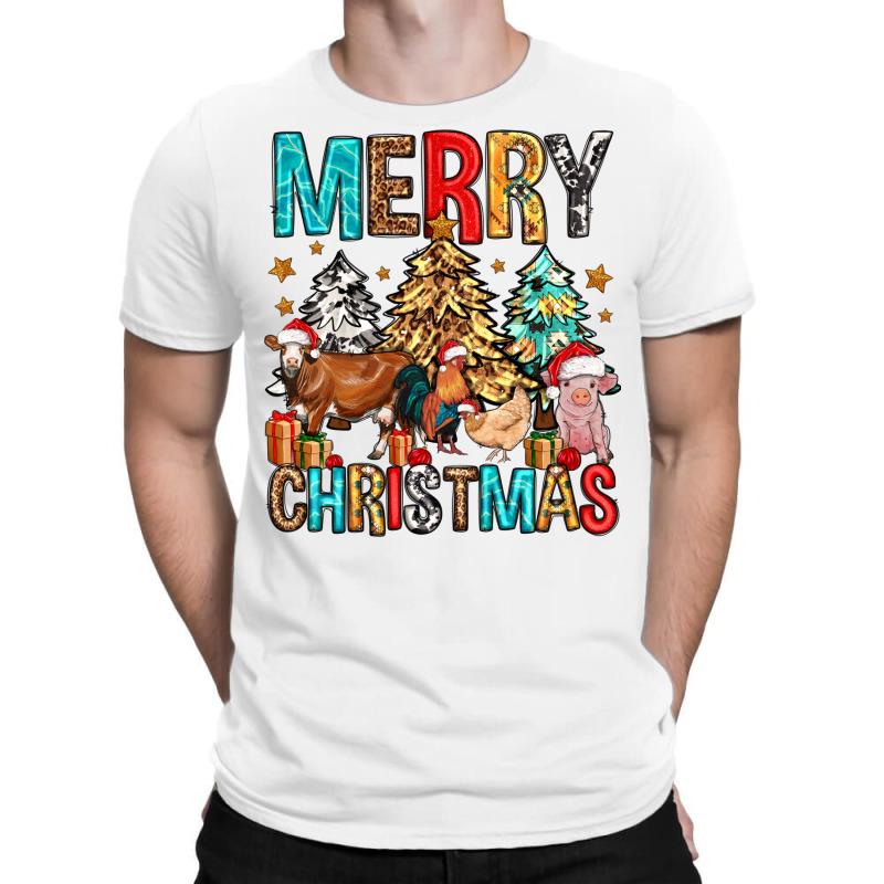 Merry Christmas Trees Farm Animals T-Shirt by Neo Western | Artistshot