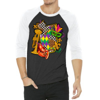 Mississippi Map Mardi Gras 3/4 Sleeve Shirt | Artistshot