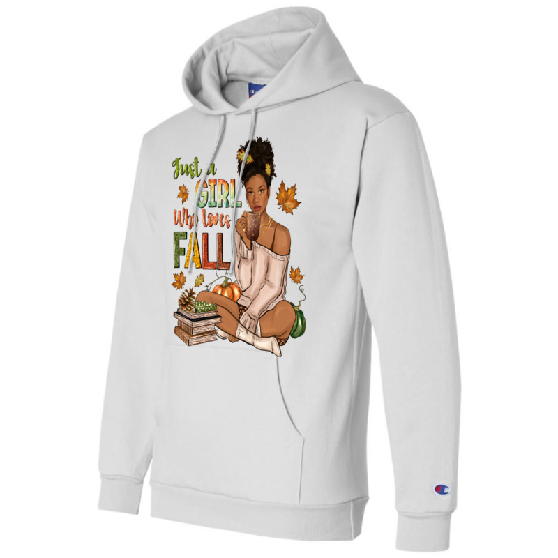 Just A Girl Who Loves Fall Afro Woman Champion Hoodie by NancyCooperArtShop | Artistshot