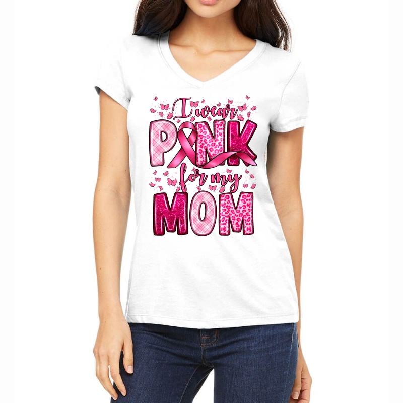 I Wear Pink For My Mom Women's V-Neck T-Shirt by Neo Western | Artistshot