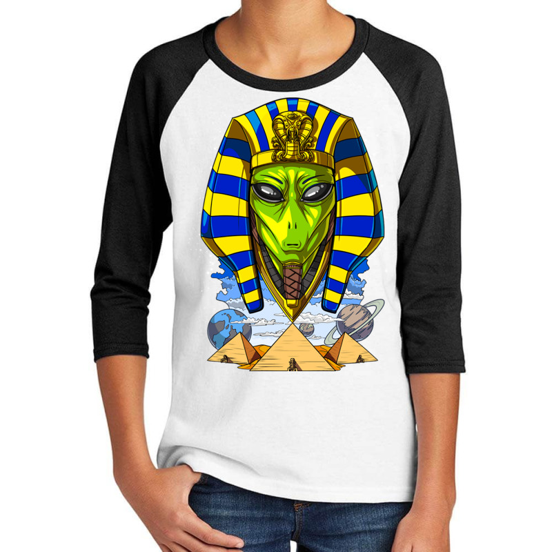 Alien Pharaoh Egyptian Pyramids Space Ancient Ufo Youth 3/4 Sleeve by Rob Store | Artistshot