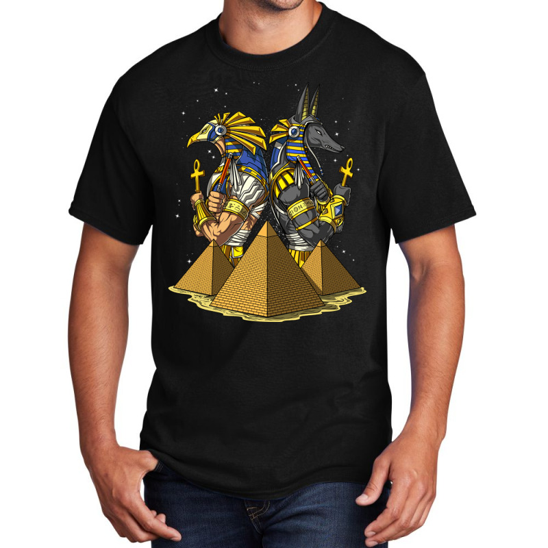 Egyptian Gods Anubis Ra Ankh Pyramids Mythology Basic T-shirt by Rob Store | Artistshot