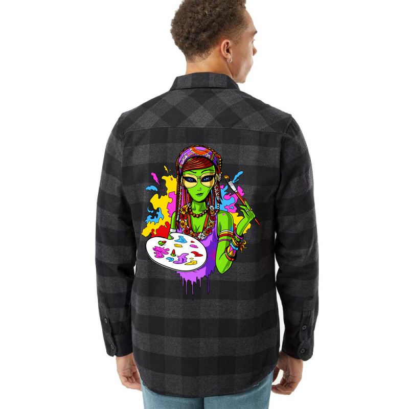 Hippie Alien Girl Psychedelic Painting Artist Flannel Shirt | Artistshot