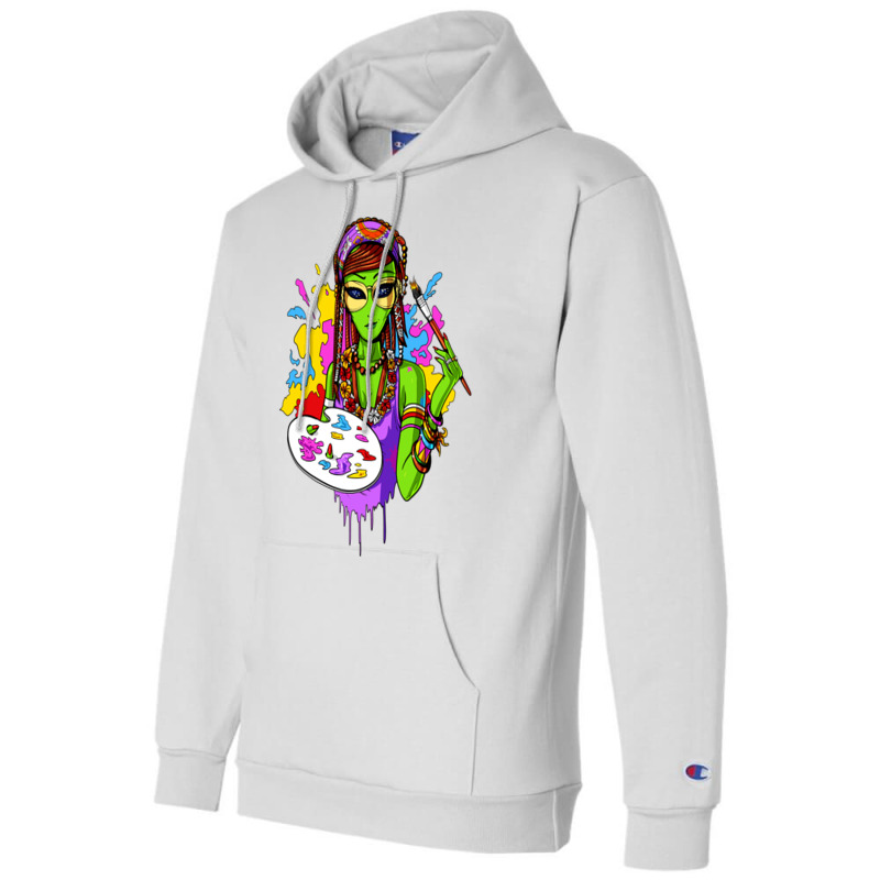 Hippie Alien Girl Psychedelic Painting Artist Champion Hoodie | Artistshot