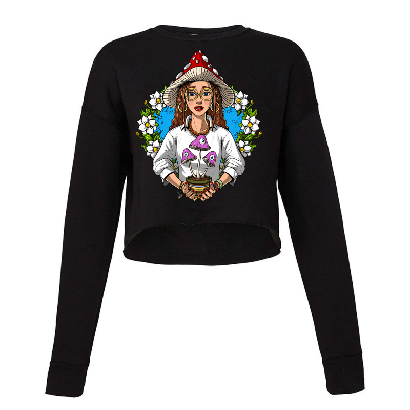 Hippie Magic Mushroom Shaman Cropped Sweater by Rob Store | Artistshot