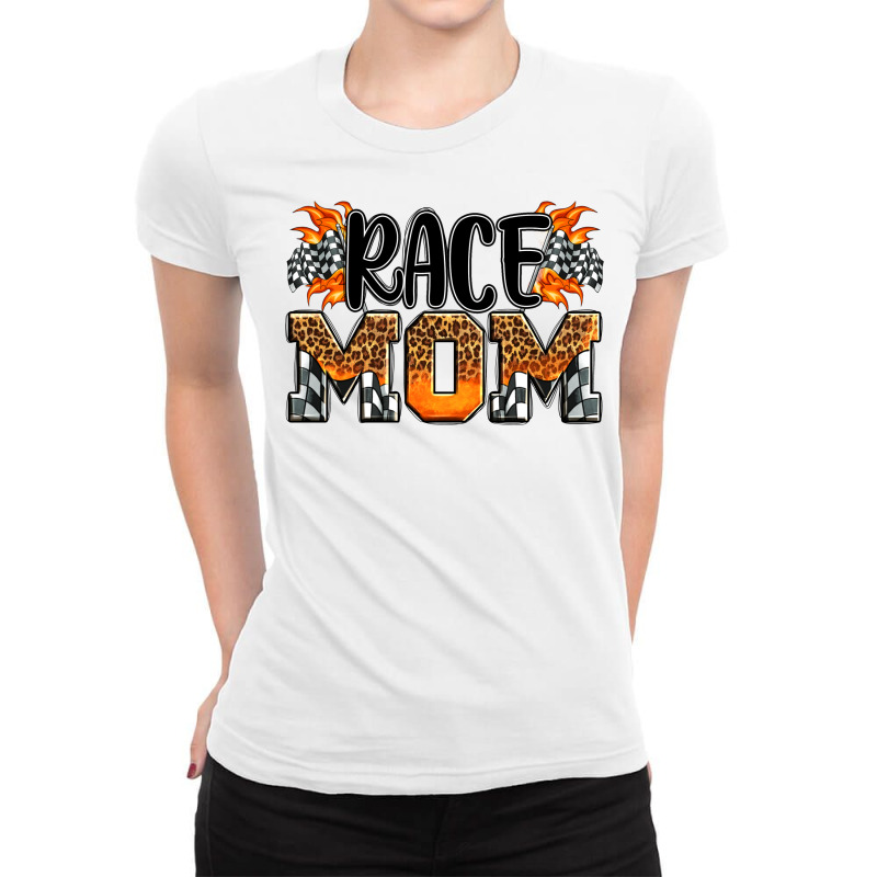 Checkered Leopard Race Mom Ladies Fitted T-Shirt by HRA Design Shop | Artistshot