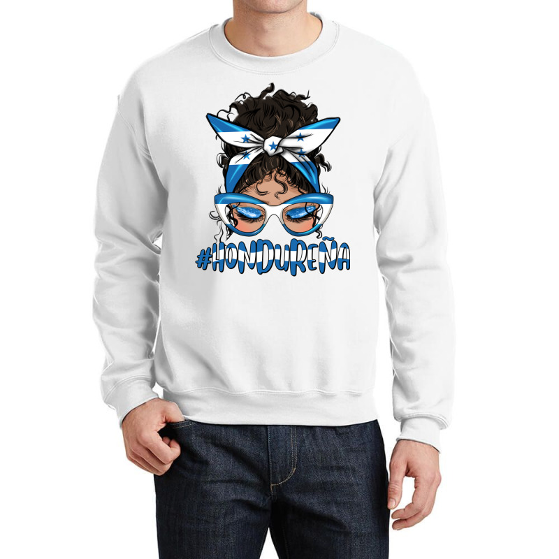 Latina Messy Bun Hondurena Crewneck Sweatshirt by HRA Design Shop | Artistshot