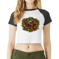 Western Christmas Rodeo Distressed Raglan Crop Top | Artistshot