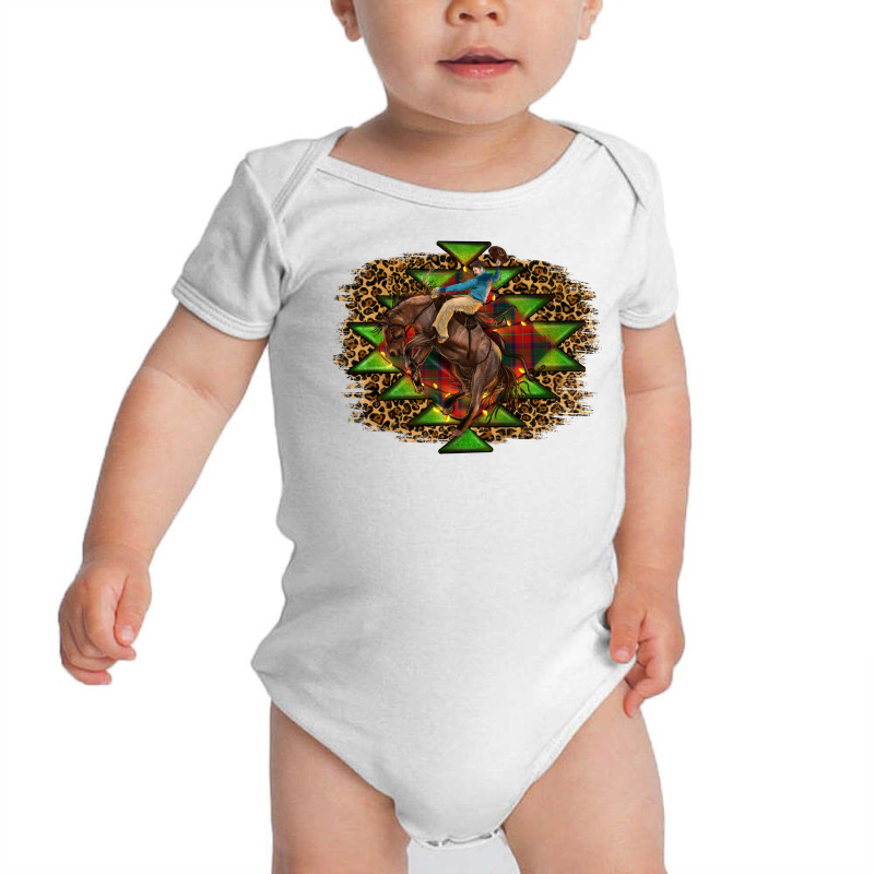 Western Christmas Rodeo Distressed Baby Bodysuit by RanaPortraitStore | Artistshot