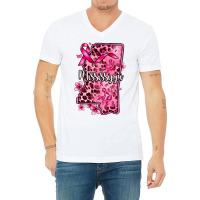 Cancer Awareness Ribbon Mississippi Map V-neck Tee | Artistshot