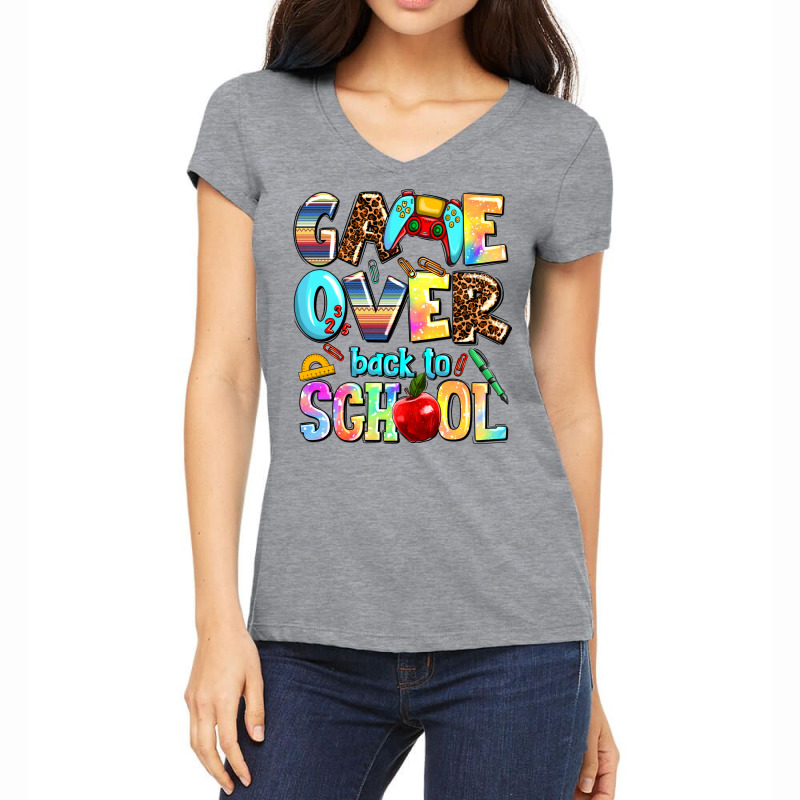 Game Over Back To School Women's V-Neck T-Shirt by AdoDesignShop | Artistshot