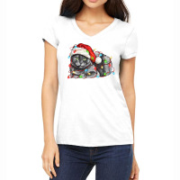 Christmas Russian Blue Cat Women's V-neck T-shirt | Artistshot