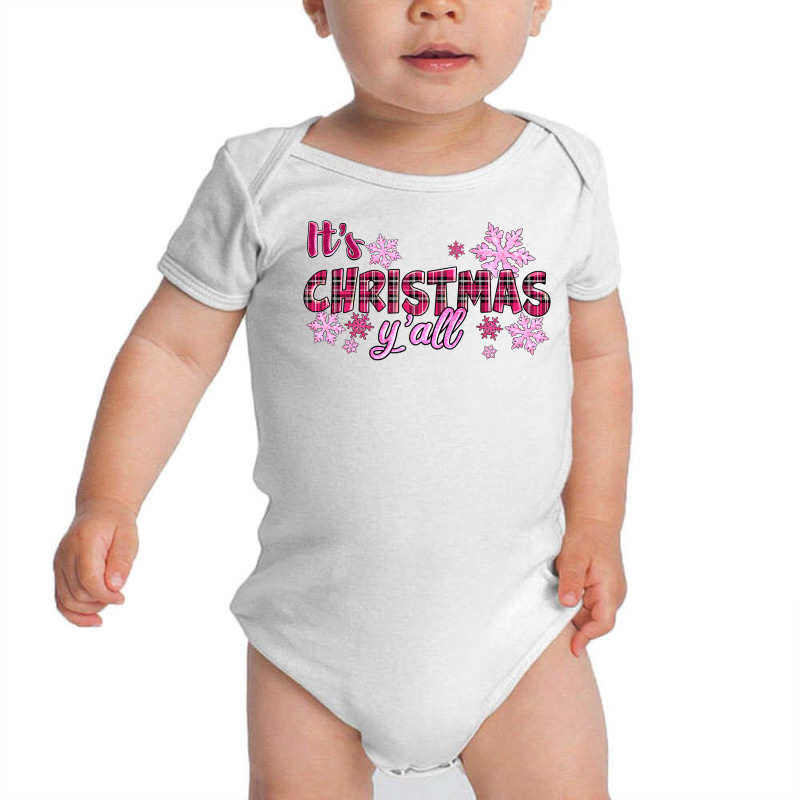 It's Christmas Y'all Season Pink Christmas Baby Bodysuit by RanaPortraitStore | Artistshot