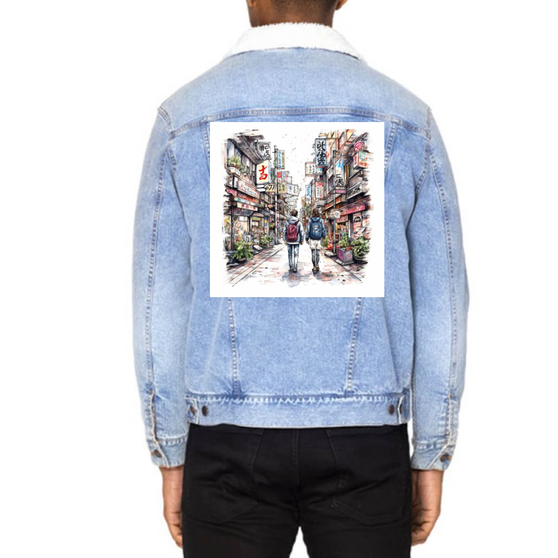 Japan Street Unisex Sherpa-lined Denim Jacket | Artistshot