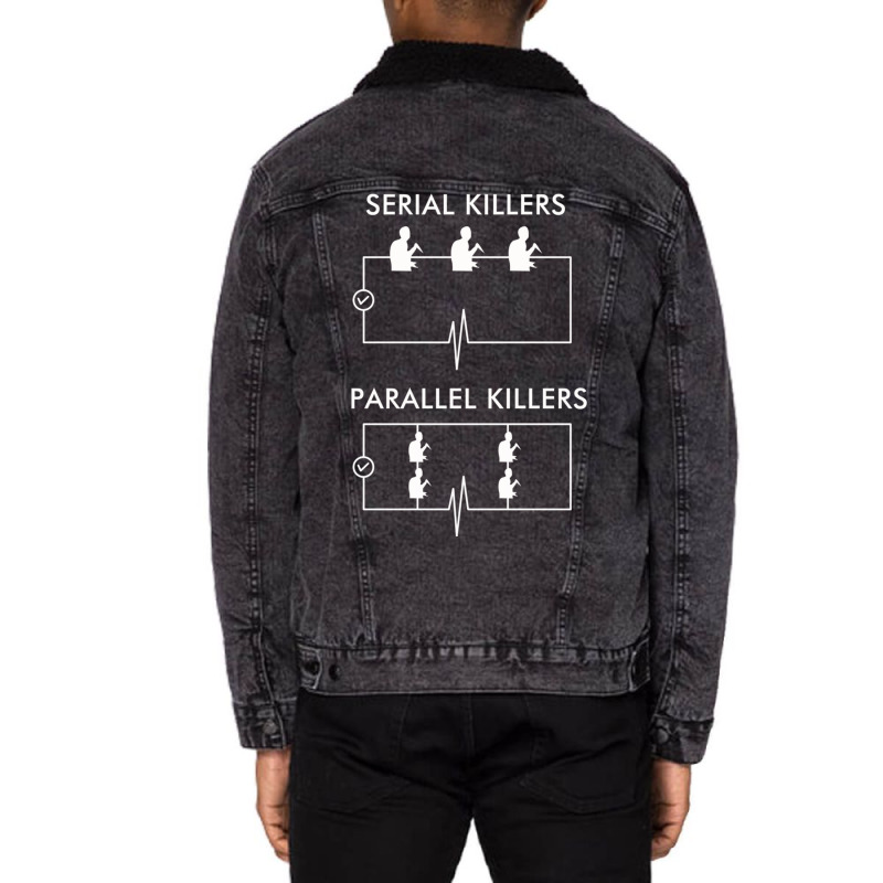 Serial Killers Parallel Killers Unisex Sherpa-Lined Denim Jacket by TomArt | Artistshot